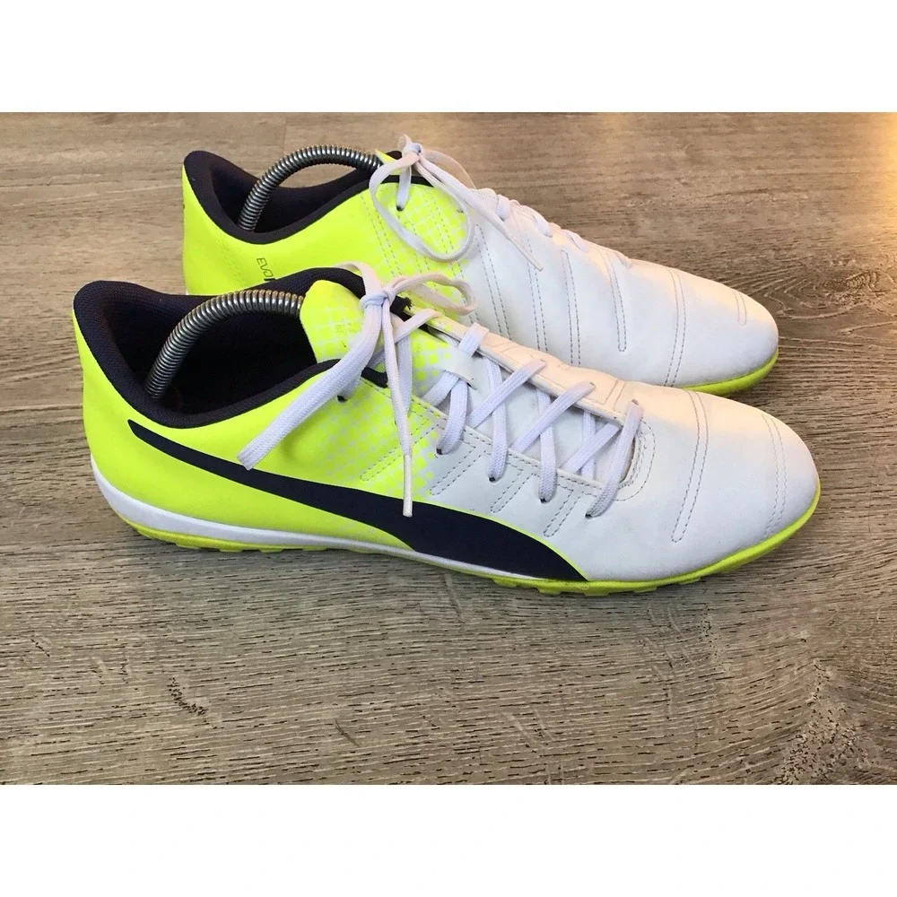 Puma Mens evoPOWER 4 Size 12 Indoor Soccer Cleats Turf Neon Yellow White 103588